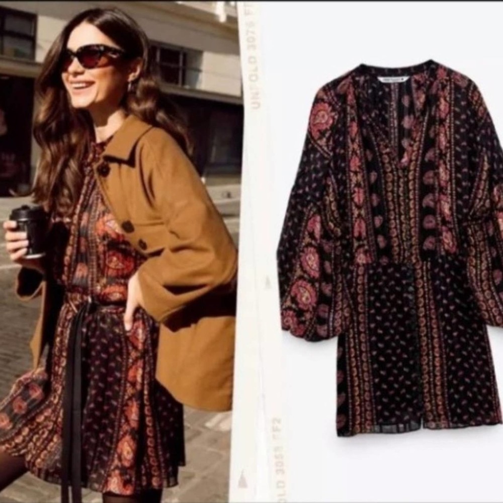 Zara paisley print mini dress xsmall